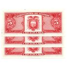 Ecuador 5 Sucres Bankjegy 1988 P113d3 sorszámkövető 3 db