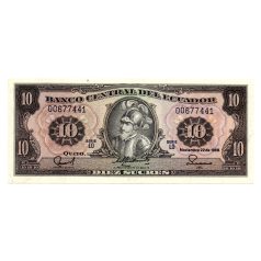 Ecuador 10 Sucres Bankjegy 1988 P121a1 LO sorozat