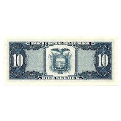 Ecuador 10 Sucres Bankjegy 1988 P121a1 LO sorozat