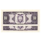 Ecuador 100 Sucres Bankjegy 1988 P123Aa VS sorszámkövető pár