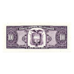 Ecuador 100 Sucres Bankjegy 1991 P123Aa WA sorozat