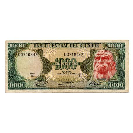 Ecuador 1000 Sucres Bankjegy 1984 P125a IL sorozat