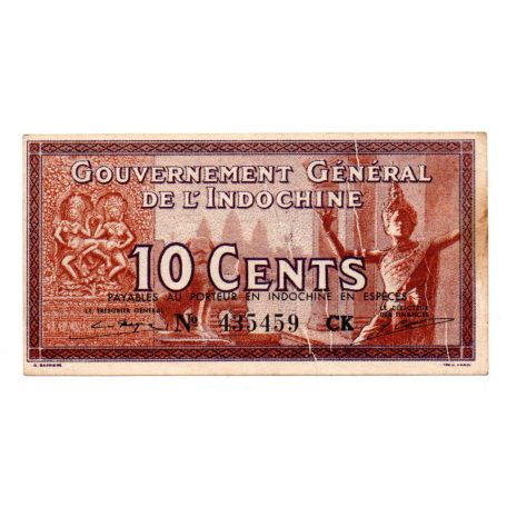 Francia Indokína 10 Cent Bankjegy 1939 P85d