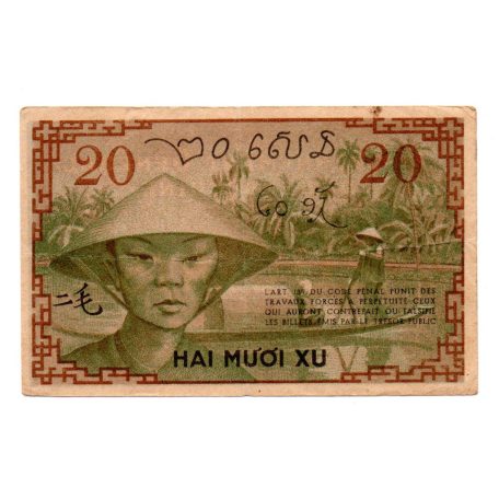 Francia Indokína 20 Cent Bankjegy 1939 P86d