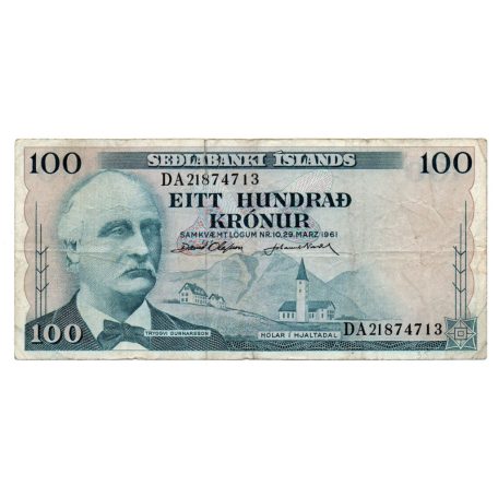 Izland 100 Korona Bankjegy 1961 P44a