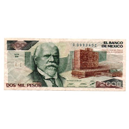 Mexikó 2000 Peso Bankjegy 1987 P86b BX sorozat