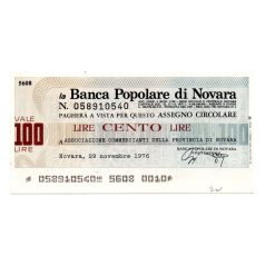 Olaszország 100 Líra 1976 Novara csekk-szükségpénz
