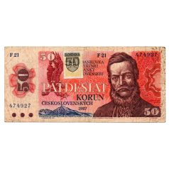 Szlovákia 50 Korona Bankjegy 1993 P16 bélyeggel