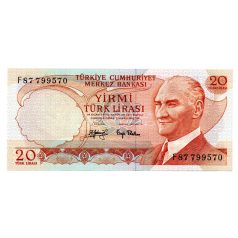 Törökország 20 Lira Bankjegy 1974 P187a F sorozat