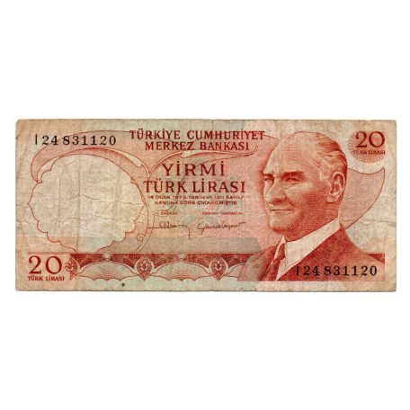 Törökország 20 Lira Bankjegy 1974 P187b