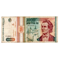 Románia 1000 Lei Bankjegy 1993 P102 C0001-es sorozat