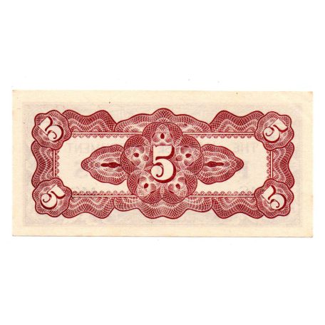 Malájföld Japán megszállása 5 Cent Bankjegy 1942 PM2a