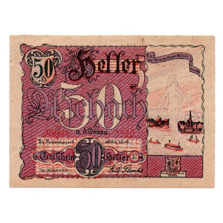 Ausztria Notgeld Aschach a.d. Donau 50 Heller 1920