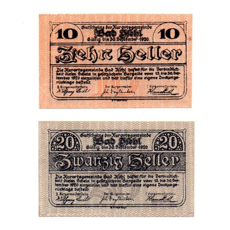Ausztria Notgeld Bad Ischl 10-20 Heller 1920 2db
