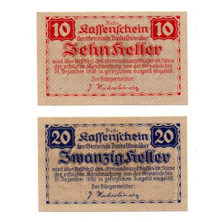 Ausztria Notgeld Dunkelstein 10-20 Heller 1920 2db