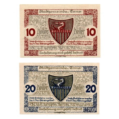Ausztria Notgeld Enns 10-20 Heller 1920 2db
