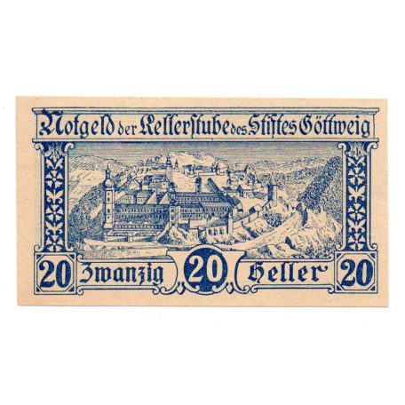 Ausztria Notgeld Göttweigi Apátság 20 Heller 1920