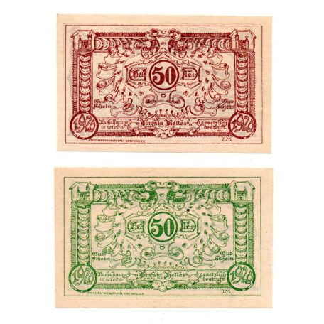 Ausztria Notgeld Grieskirchen 50-50 Heller 1920 2db
