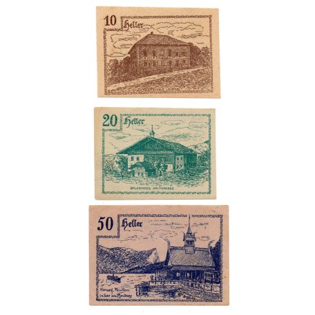 Ausztria Notgeld Innerschwandt 10-20-50 Heller 1920