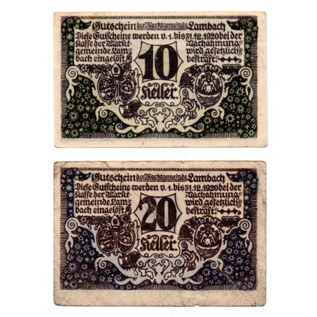 Ausztria Notgeld Lambach 10-20 Heller 1920