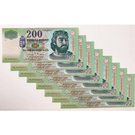 200 Forint Bankjegy 2001 FB 0000001-08 legalacsonyabb sorszámok