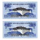 Bhután 1 Ngultrum Bankjegy 2013 P27b sorszámkövető pár