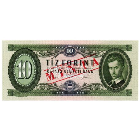 10 Forint Bankjegy 1975 MINTA lyukasztás és bélyegzés A102