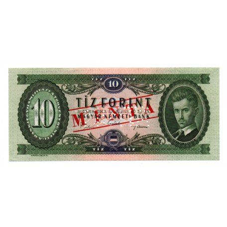 10 Forint Bankjegy 1969 MINTA lyukasztás és bélyegzés A000