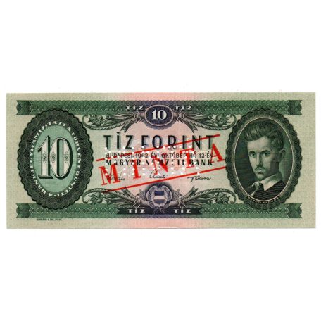 10 Forint Bankjegy 1962 MINTA lyukasztás és bélyegzés A519