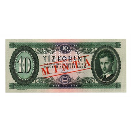 10 Forint Bankjegy 1962 MINTA lyukasztás és bélyegzés A051