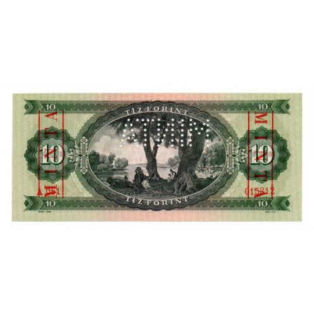 10 Forint Bankjegy 1962 MINTA lyukasztás és bélyegzés A051