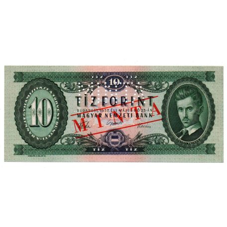 10 Forint Bankjegy 1957 MINTA lyukasztás és bélyegzés A294
