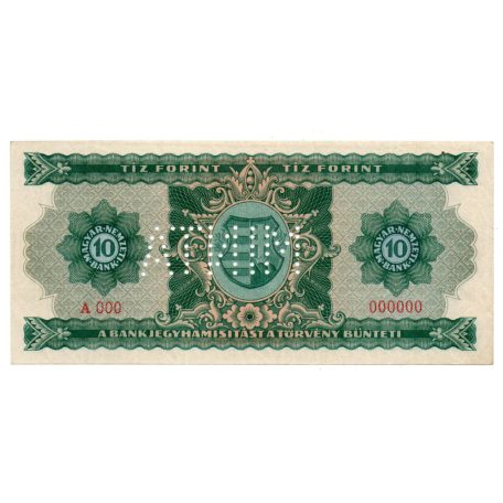 10 Forint Bankjegy 1946 MINTA lyukasztás A000