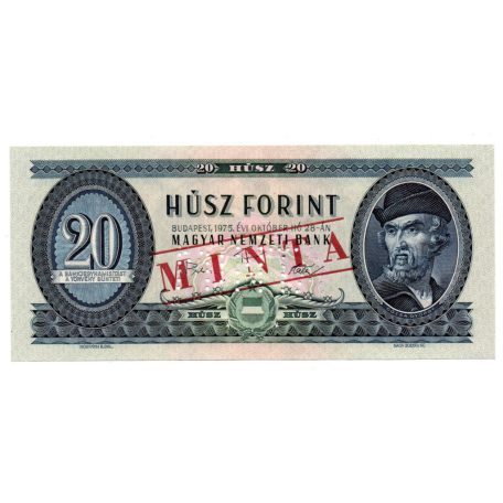 20 Forint Bankjegy 1975 MINTA lyukasztás és bélyegzés C000