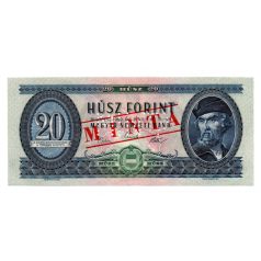   20 Forint Bankjegy 1969 MINTA lyukasztás és bélyegzés C000