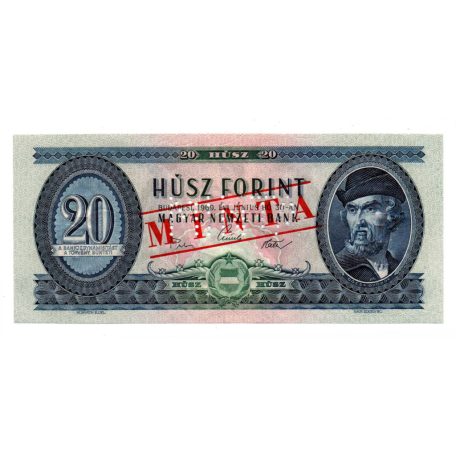 20 Forint Bankjegy 1969 MINTA lyukasztás és bélyegzés C000