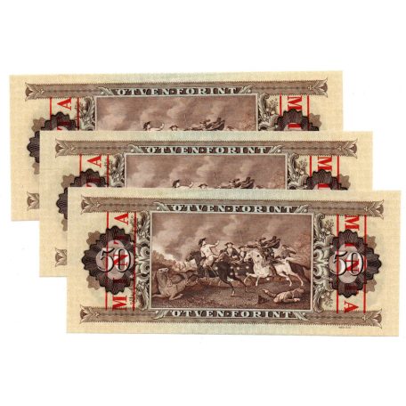 50 Forint Bankjegy 1986 MINTA sorszámkövető 3db
