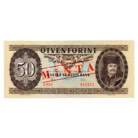 50 Forint Bankjegy 1983 MINTA lyukasztás és bélyegzés D000