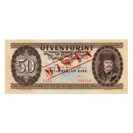 50 Forint Bankjegy 1980 MINTA lyukasztás és bélyegzés D000