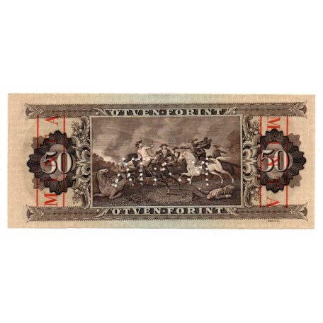 50 Forint Bankjegy 1965 MINTA lyukasztás és bélyegzés D095