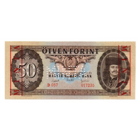 50 Forint Bankjegy 1951 MINTA lyukasztás és bélyegzés D057