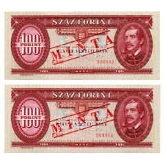 100 Forint Bankjegy 1992 MINTA sorszámkövető 2db