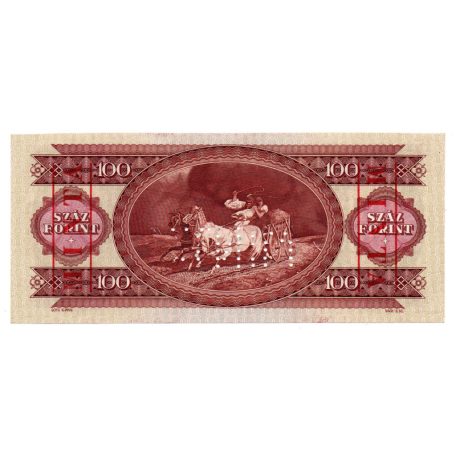 100 Forint Bankjegy 1975 MINTA lyukasztás és bélyegzés B000