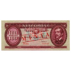  100 Forint Bankjegy 1957 MINTA lyukasztás és bélyegzés B363
