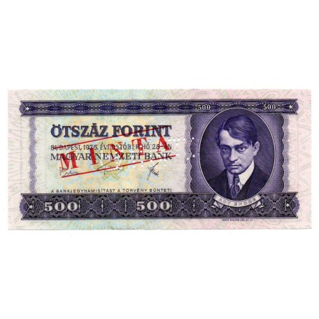 500 Forint Bankjegy 1975 MINTA lyukasztás és bélyegzés E000