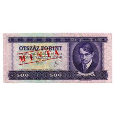   500 Forint Bankjegy 1969 MINTA lyukasztás és bélyegzés E000
