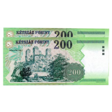 200 Forint Bankjegy 1998 FB UNC sorszámkövető pár