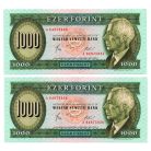 1000 Forint Bankjegy 1983 Március A sorozat EF sorszámkövető pár