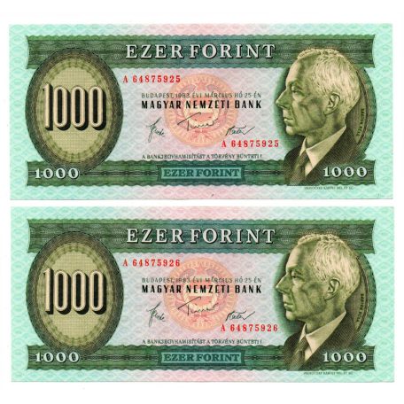 1000 Forint Bankjegy 1983 Március A sorozat EF sorszámkövető pár