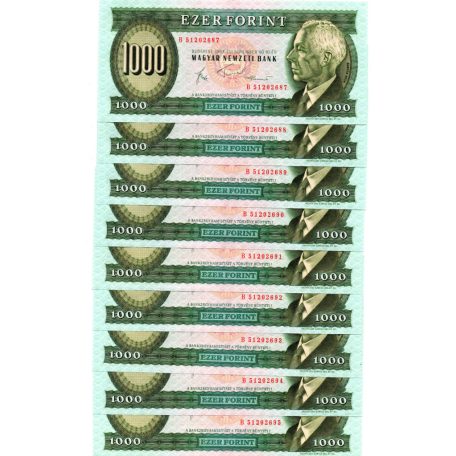 1000 Forint Bankjegy 1983 November B sorozat gEF sorkövető 9db